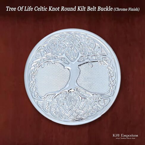 Tree of Life Celtic Kilt Belt Buckle - Round Brass Design in Kuwait