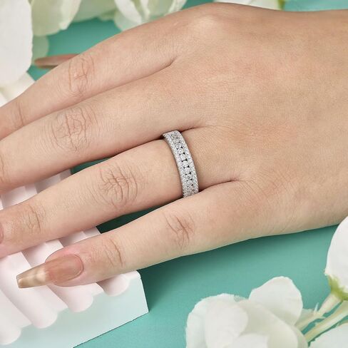 Curved Moissanite Wedding Band for Women D Color VVS1 Eternity Engagement 925 Sterling Silver Rings Size 5-10 in Kuwait