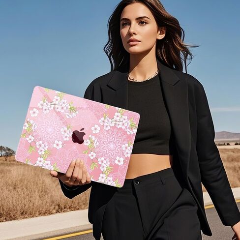 Mektron for 2024-2022 MacBook Air 13.6 inch Case M3 M2，Model A3113 A2681 with Liquid Retina Display Touch ID，Printed Bright Hard Shell Cover for MacBook Air 13.6"，Pink Bows C245 in Saudi Arabia