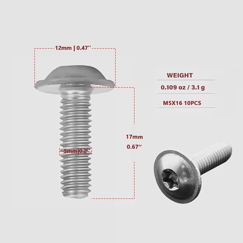 10PCS Fairing Bolt Kit for BMW M5*14/14.5/16/ 17.5/20 Motorbike Fairing Screws Universal Fits for S1000R S1000RR S1000XR R1200GS LC ADV R1250GS R1200RT R1250 F750GS F850GS F900R (Chrome, M5 x 12) in Kuwait