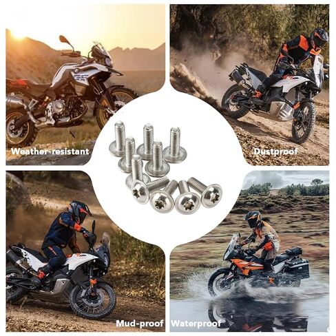 10PCS Fairing Bolt Kit for BMW M5*14/14.5/16/ 17.5/20 Motorbike Fairing Screws Universal Fits for S1000R S1000RR S1000XR R1200GS LC ADV R1250GS R1200RT R1250 F750GS F850GS F900R (Chrome, M5 x 12) in Kuwait