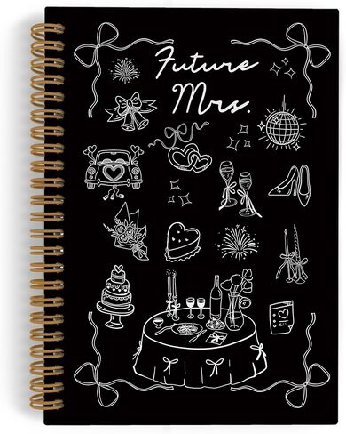 QLMX Wedding Spiral Notebook, Wedding Engagement Journal Notebook, Coquette Future Mrs Notebooks, Blue Engagement Bride Office Supplies Gifts for Women, 5.5x8.3 Inch in Saudi Arabia