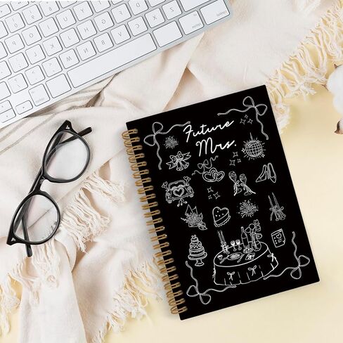QLMX Wedding Spiral Notebook, Wedding Engagement Journal Notebook, Coquette Future Mrs Notebooks, Blue Engagement Bride Office Supplies Gifts for Women, 5.5x8.3 Inch in Saudi Arabia