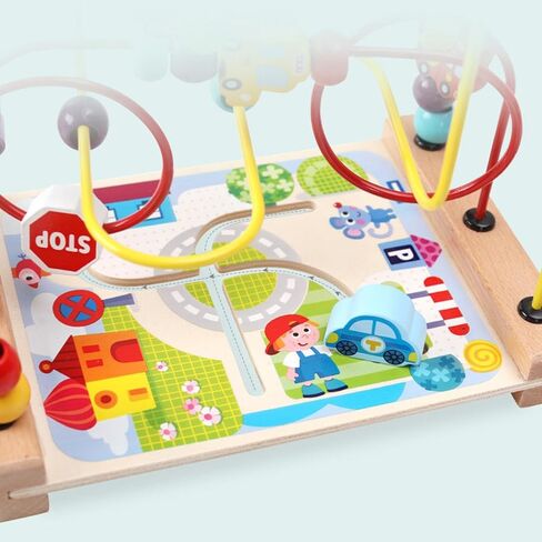 Wooden Bead Maze Toys Wooden Colorful Roller Coaster Math Early Shape, Developmental for New Year Gift for Kids Boy Girl Gift, sea in Kuwait