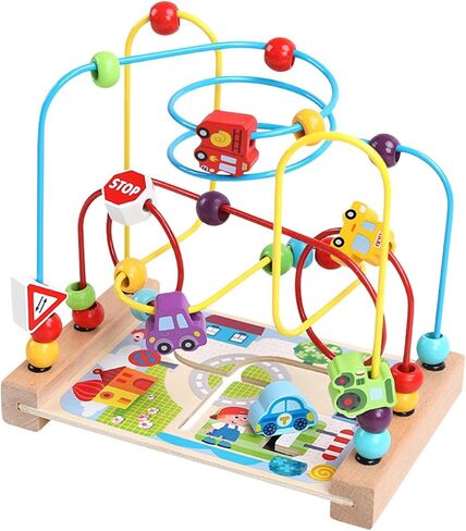 Wooden Bead Maze Toys Wooden Colorful Roller Coaster Math Early Shape, Developmental for New Year Gift for Kids Boy Girl Gift, sea in Kuwait