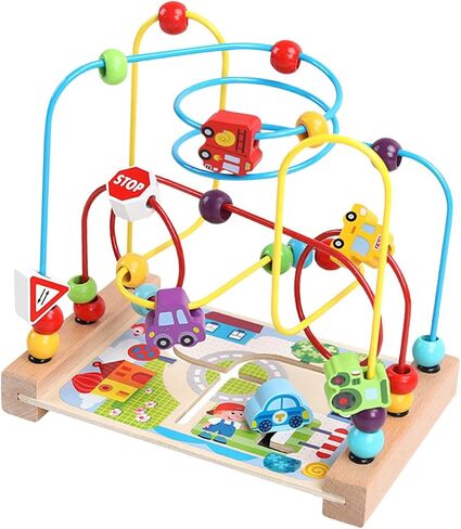 Wooden Bead Maze Toys Wooden Colorful Roller Coaster Math Early Shape, Developmental for New Year Gift for Kids Boy Girl Gift, sea in Kuwait