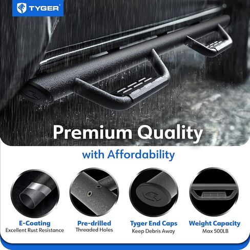 Tyger Auto Tyger Access Running Boards Compatible with 2019-2025 Chevy Silverado GMC Sierra 1500; 2020-2025 2500 3500HD | Crew Cab | TG-AS2C24001 | Textured Black Drop Step Rail in Saudi Arabia