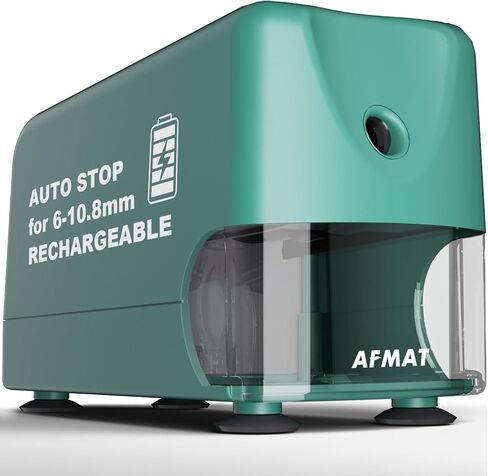 Afmat Electric Pencil Sharpener Highted ، Auto Stop Classroom Sharpeners for 6-11mm No.2/Colored Pencils ، Shortable Pencil Sharpener لأقلام رصاص كبيرة ، نقطة حادة ، حفظ أقلام الرصاص ، الأسود in Kuwait