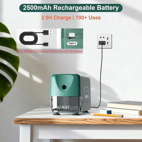 Afmat Electric Pencil Sharpener Highted ، Auto Stop Classroom Sharpeners for 6-11mm No.2/Colored Pencils ، Shortable Pencil Sharpener لأقلام رصاص كبيرة ، نقطة حادة ، حفظ أقلام الرصاص ، الأسود in Kuwait