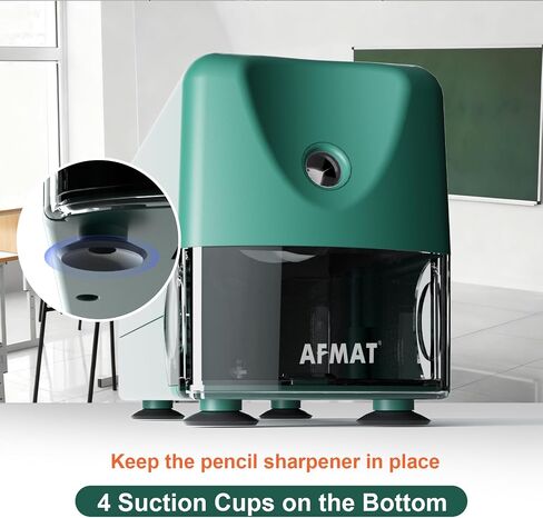 Afmat Electric Pencil Sharpener Highted ، Auto Stop Classroom Sharpeners for 6-11mm No.2/Colored Pencils ، Shortable Pencil Sharpener لأقلام رصاص كبيرة ، نقطة حادة ، حفظ أقلام الرصاص ، الأسود in Kuwait