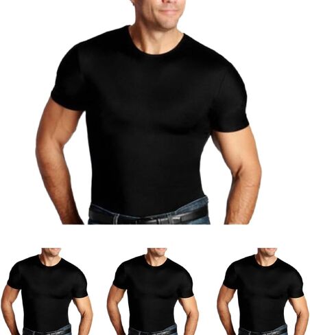 Insta Slim Ispro Slimming Crew -Nock Short Sleeve Top Shapear Sirt للرجال - (حزمة 3) in Kuwait