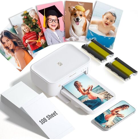 HPRT CP4100 4x6 Photo Photo Printer -طابعة صورة الهاتف المحفزة + 20 ورقة ، الهاتف المحمول ، Wi -Fi ، تسامي الصبغة الممتازة (300 نقطة في البوصة) للمطبوعات المنزلية المؤيدة للجودة -تطبيق التحرير الإبداعي in Saudi Arabia