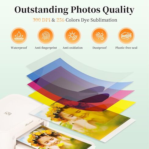 HPRT CP4100 4x6 Photo Photo Printer -طابعة صورة الهاتف المحفزة + 20 ورقة ، الهاتف المحمول ، Wi -Fi ، تسامي الصبغة الممتازة (300 نقطة في البوصة) للمطبوعات المنزلية المؤيدة للجودة -تطبيق التحرير الإبداعي in Saudi Arabia