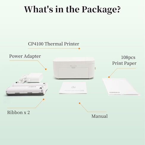 HPRT CP4100 4x6 Photo Photo Printer -طابعة صورة الهاتف المحفزة + 20 ورقة ، الهاتف المحمول ، Wi -Fi ، تسامي الصبغة الممتازة (300 نقطة في البوصة) للمطبوعات المنزلية المؤيدة للجودة -تطبيق التحرير الإبداعي in Saudi Arabia