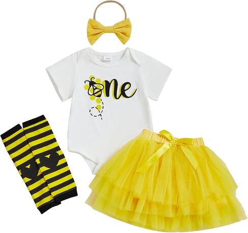 BeQeuewll Baby Girl Birthday Outfit Sweet One Ice Cream Letter Print Romper+Tulle Tutu Skirt+Headband 3Pcs 1st birthday dress in Saudi Arabia