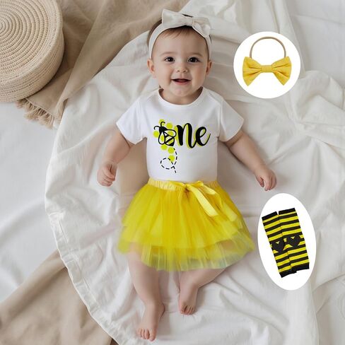 BeQeuewll Baby Girl Birthday Outfit Sweet One Ice Cream Letter Print Romper+Tulle Tutu Skirt+Headband 3Pcs 1st birthday dress in Saudi Arabia
