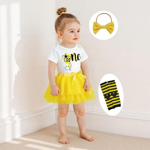 BeQeuewll Baby Girl Birthday Outfit Sweet One Ice Cream Letter Print Romper+Tulle Tutu Skirt+Headband 3Pcs 1st birthday dress in Saudi Arabia
