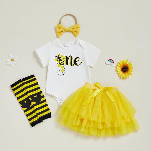 BeQeuewll Baby Girl Birthday Outfit Sweet One Ice Cream Letter Print Romper+Tulle Tutu Skirt+Headband 3Pcs 1st birthday dress in Saudi Arabia