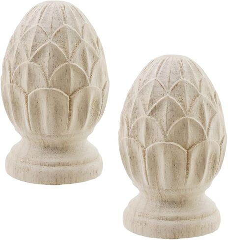 Hevstil الزخرفية الخشبية النهائية 2 عبوة (3.54 "x2.2") - قبعات نهاية الستار الريفية - غير مكتم in Kuwait