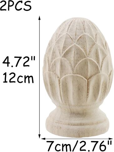 Hevstil الزخرفية الخشبية النهائية 2 عبوة (3.54 "x2.2") - قبعات نهاية الستار الريفية - غير مكتم in Kuwait