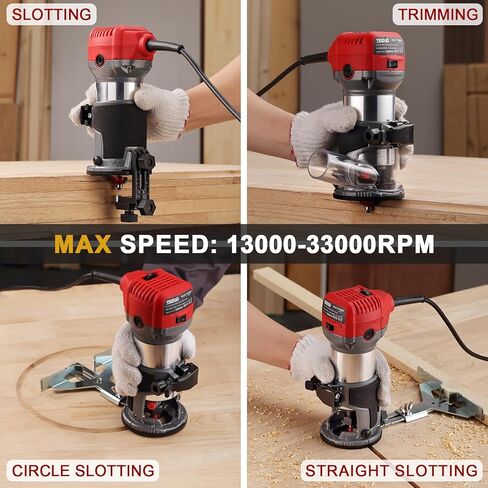 جهاز توجيه خشب ، 800W أدوات جهاز التوجيه المدمج للأعمال الخشبية ، 31000 دورة في الدقيقة يدوية جهاز التوجيه مع 15 PCS 1/4 بوصة أجهزة التوجيه ، دليل الحافة ، دليل الأسطوانة ، غطاء محرك السيارة الغبار in Kuwait