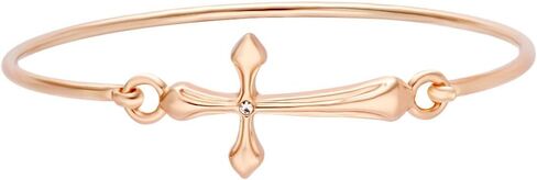 10K Gold Rose Gold Silver Plated Sideways Cross Wrap Buckle Bangle Bracelet in Saudi Arabia