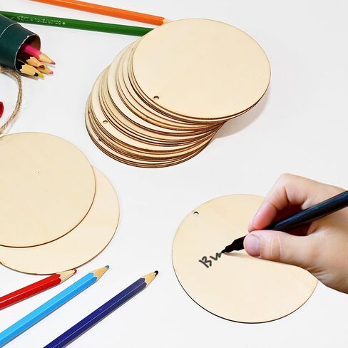 6pcs 12 بوصة مستديرة الأقراص الخشبية للحرف اليدوية ، ومشاريع DIY ، وعلامات شماعات الأبواب الخشبية ، والرسم ، وزينة العطلات in Kuwait
