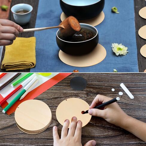 6pcs 12 بوصة مستديرة الأقراص الخشبية للحرف اليدوية ، ومشاريع DIY ، وعلامات شماعات الأبواب الخشبية ، والرسم ، وزينة العطلات in Kuwait