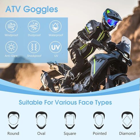 Motorcycle Goggles, Dirt Bike ATV Riding Off-Road Ski Goggles UV Anti-Fog Windproof Dustproof for Men & Women in Saudi Arabia