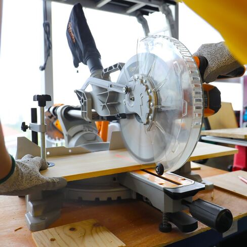 Hoteche 12 بوصة MITER MAWE SAW 15-AMP مركبة شطبة مزدوجة المنشار مع دليل الليزر 9 توقفات طاولة منشار للأعمال الخشبية مع شفرة المنشار TCT in Kuwait