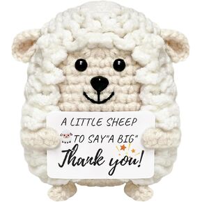 Mini Positive Gifts for Women Teens - Handmade Crochet Animals Sheep, Birthday Gifts for Women Friend Coworkers Sister Teen Girls, Emotional Support Crochet Sheep Decor, White Elephant Gift in Kuwait