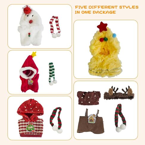 17cm Doll Clothes 5 Sets, Hat & Overalls Dress Up Outfit Compatible for Labubu 17cm 15cm Accessories, No Doll Included in Kuwait