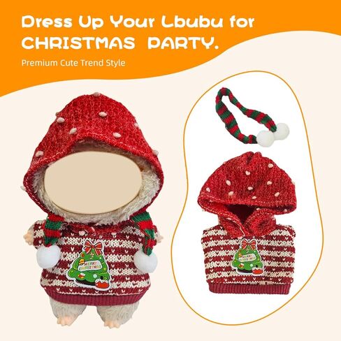 17cm Doll Clothes 5 Sets, Hat & Overalls Dress Up Outfit Compatible for Labubu 17cm 15cm Accessories, No Doll Included in Kuwait