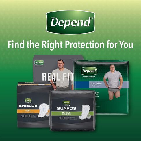 Depend FIT-FLEX Incontinence Underwear for Men, Maximum Absorbency, Disposable, Large, Grey, 52 Count (2 Packs of 26) (Packaging May Vary) in Saudi Arabia