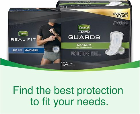 Depend FIT-FLEX Incontinence Underwear for Men, Maximum Absorbency, Disposable, Large, Grey, 52 Count (2 Packs of 26) (Packaging May Vary) in Saudi Arabia