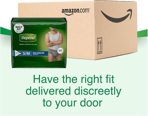 Depend FIT-FLEX Incontinence Underwear for Men, Maximum Absorbency, Disposable, Large, Grey, 52 Count (2 Packs of 26) (Packaging May Vary) in Saudi Arabia