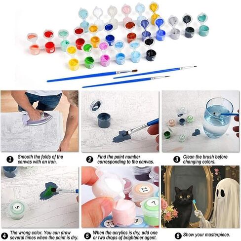 4 Pack Paint by Number for Adults, Easy Flowers Paint by Numbers Kits for Beginners with Paints Brushes, DIY Flowers Acrylic Paint Set Arts and Crafts for Home Decor 8×8 Inch in Kuwait