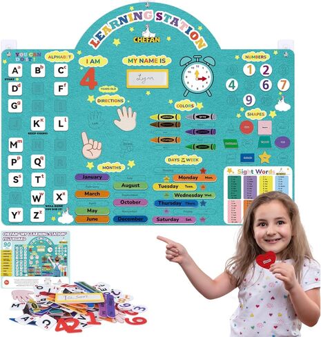 CHEFAN Farm Animals Felt Story Board Set, 3.9 Ft 99 Pcs Preschool Farmhouse Barnyard Theme Flannel Board Storytelling Early Learning, Interactive Wall Hanging Play Set for Toddlers Kids Children in Saudi Arabia