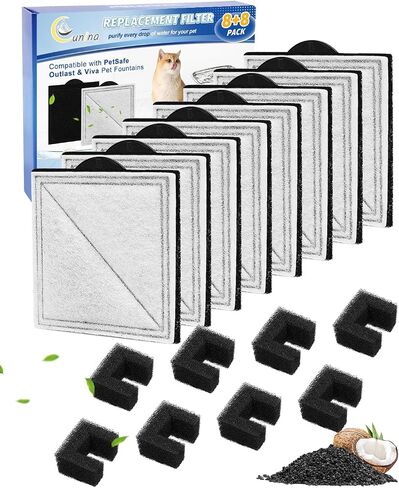 6-Pack Cat Fountain Filter Replacement Compatible with PetSafe Outlast Pumpless Pet Fountains, Fit for Viva Cat Water Fountain Stainless Steel, Filters in Saudi Arabia