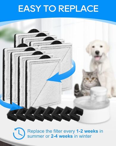 6-Pack Cat Fountain Filter Replacement Compatible with PetSafe Outlast Pumpless Pet Fountains, Fit for Viva Cat Water Fountain Stainless Steel, Filters in Saudi Arabia