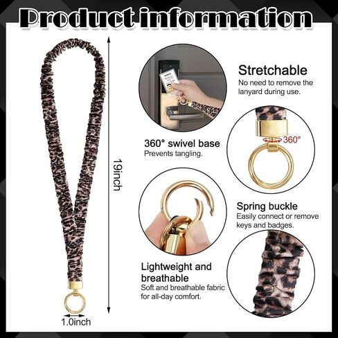 Scrunchie Teacher Lanyards لشارات الهوية ، حبل اللطيف للرقبة للمفاتيح الأشرطة المسدود القابلة للسحب مع حامل البطاقة للنساء ، الأسود in Kuwait