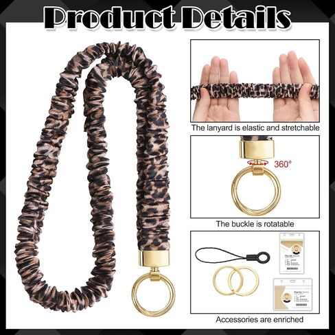 Scrunchie Teacher Lanyards لشارات الهوية ، حبل اللطيف للرقبة للمفاتيح الأشرطة المسدود القابلة للسحب مع حامل البطاقة للنساء ، الأسود in Kuwait