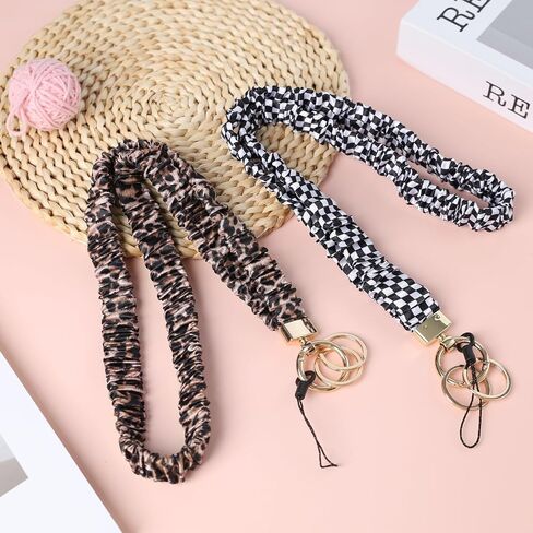 Scrunchie Teacher Lanyards لشارات الهوية ، حبل اللطيف للرقبة للمفاتيح الأشرطة المسدود القابلة للسحب مع حامل البطاقة للنساء ، الأسود in Kuwait