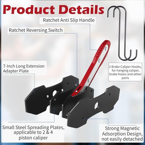 Brake Caliper Compression Tool, Caliper Piston Compressor Tool with 2PCS Extra Large Steel Plates & 360° Swing Ratchet for Disc Brake Repair on Cars and Trucks in Saudi Arabia