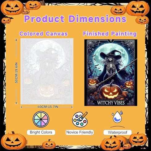 Cviokrdu Halloween Paint by Numbers Cit for Adult - Halloween Adult Paint by Number Kits بدون إطار ، لوحة زيتية DIY للهدية ديكور جدار المنزل (16 × 20 بوصة) in Kuwait