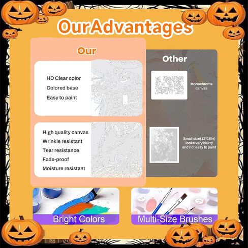 Cviokrdu Halloween Paint by Numbers Cit for Adult - Halloween Adult Paint by Number Kits بدون إطار ، لوحة زيتية DIY للهدية ديكور جدار المنزل (16 × 20 بوصة) in Kuwait