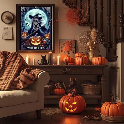 Cviokrdu Halloween Paint by Numbers Cit for Adult - Halloween Adult Paint by Number Kits بدون إطار ، لوحة زيتية DIY للهدية ديكور جدار المنزل (16 × 20 بوصة) in Kuwait
