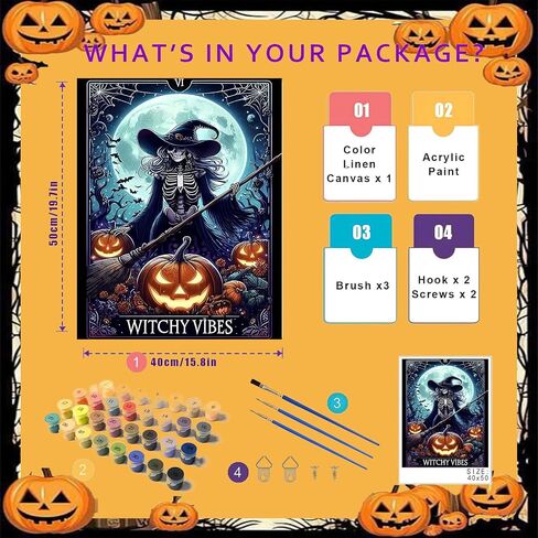 Cviokrdu Halloween Paint by Numbers Cit for Adult - Halloween Adult Paint by Number Kits بدون إطار ، لوحة زيتية DIY للهدية ديكور جدار المنزل (16 × 20 بوصة) in Kuwait