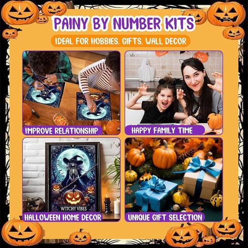 Cviokrdu Halloween Paint by Numbers Cit for Adult - Halloween Adult Paint by Number Kits بدون إطار ، لوحة زيتية DIY للهدية ديكور جدار المنزل (16 × 20 بوصة) in Kuwait
