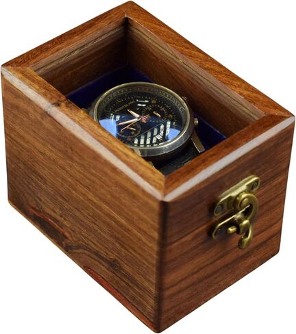 Mens Watch Dispay Case Box Organizer for Men - 5 Slot Wooden Watch Case ، Brown Brown ، منظم المراقبة المصنوع يدويًا ، بطانة مخملية Rosewood ، أعلى الزجاج ، وسائد أنعم مصنوعة يدويًا. in Saudi Arabia